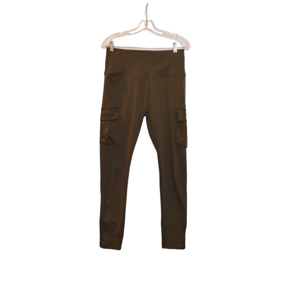 ShoSho (R) Women Green High Waist Pencil Leggings Belted Pockets Skinny Pants L